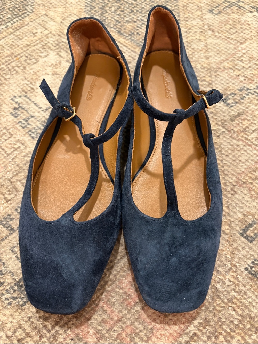 Madewell Women’s Navy Suede T-Strap Flats